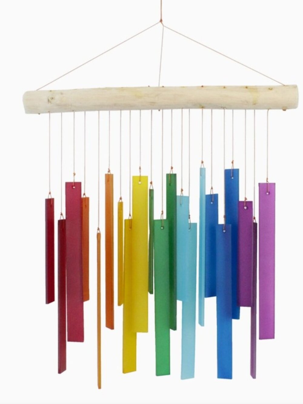 Rainbow Rectangles Tumbled Glass Wind Chime